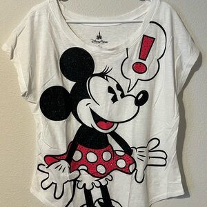 Disney White and Pink Minnie Mouse T-Shirt NWOT